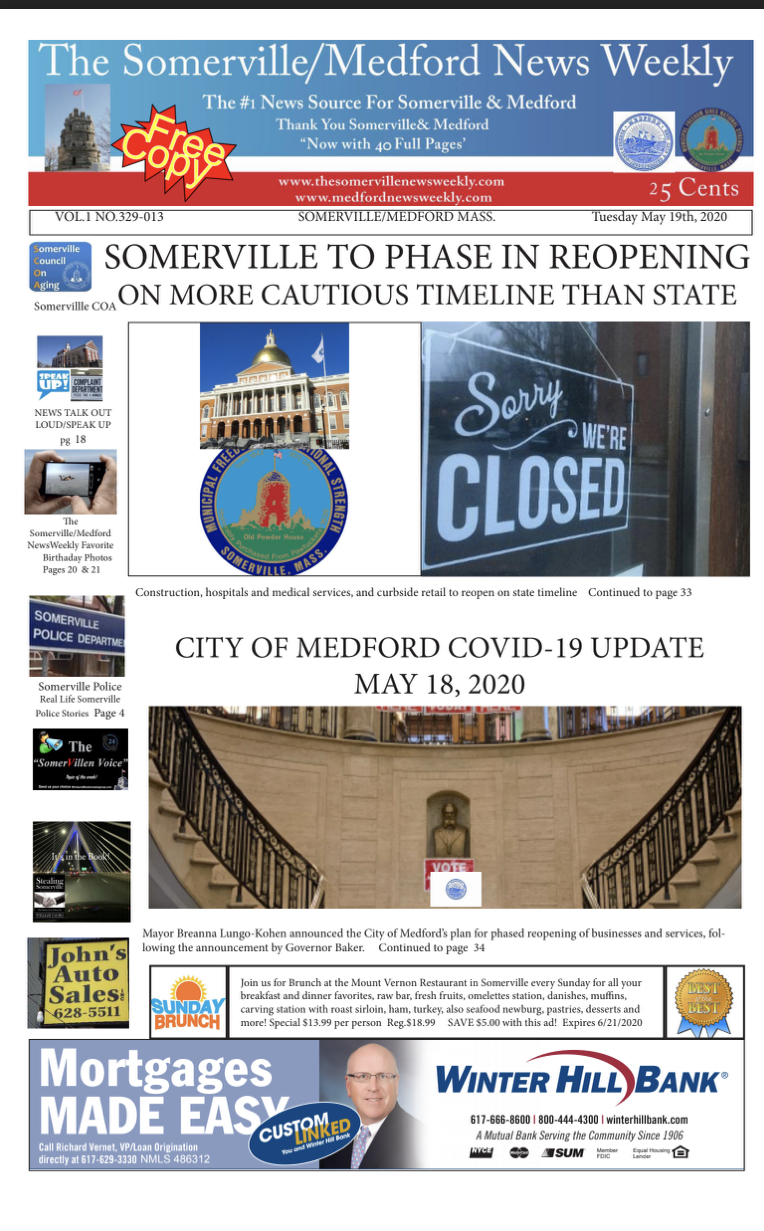 May 19th, 2020 The Somerville News Weekly Print Edition Online The